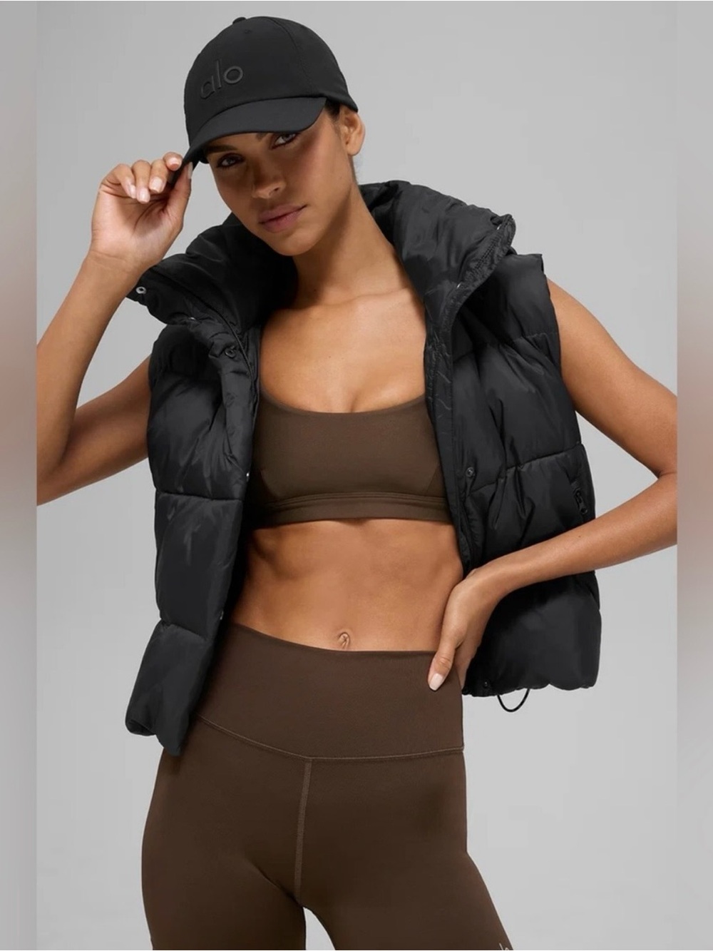 ALO Yoga Black Quilted Puffer Vest - Sleeveless Layering